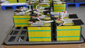 Lithium battery packs under continuous aging load test on intelligent testing equipment